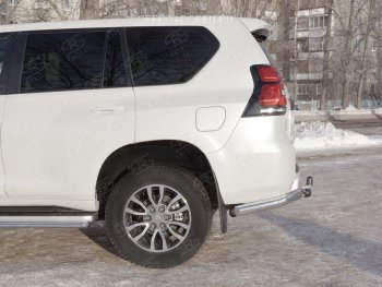 13 499 р. Защита заднего бампера (Ø76 мм уголки, нержавейка) Russtal Toyota Land Cruiser Prado J150 2-ой рестайлинг (2017-2020)  с доставкой в г. Омск. Увеличить фотографию 3