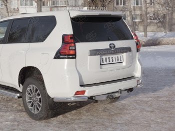 13 499 р. Защита заднего бампера (Ø76 мм уголки, нержавейка) Russtal Toyota Land Cruiser Prado J150 2-ой рестайлинг (2017-2020)  с доставкой в г. Омск. Увеличить фотографию 4