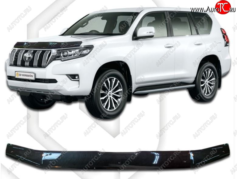 2 199 р. Дефлектор капота CA-Plastic  Toyota Land Cruiser Prado  J150 (2017-2020) 2-ой рестайлинг (Classic черный, Без надписи)  с доставкой в г. Омск