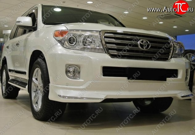 21 599 р. Накладка на передний бампер CT Toyota Land Cruiser 200 1-ый рестайлинг (2012-2015) (Неокрашенная)  с доставкой в г. Омск