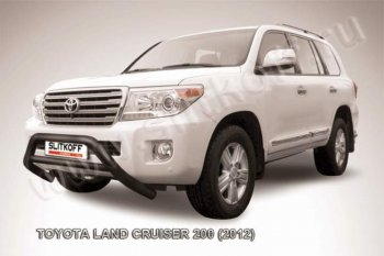 21 699 р. Кенгурятник d76 низкий широкий с перемычкой  Toyota Land Cruiser  200 (2012-2015) 1-ый рестайлинг (Цвет: серебристый)  с доставкой в г. Омск. Увеличить фотографию 1