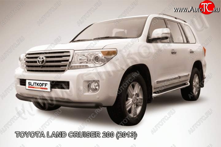 9 999 р. защита переднего бампера Slitkoff  Toyota Land Cruiser  200 (2012-2015) 1-ый рестайлинг (Цвет: серебристый)  с доставкой в г. Омск