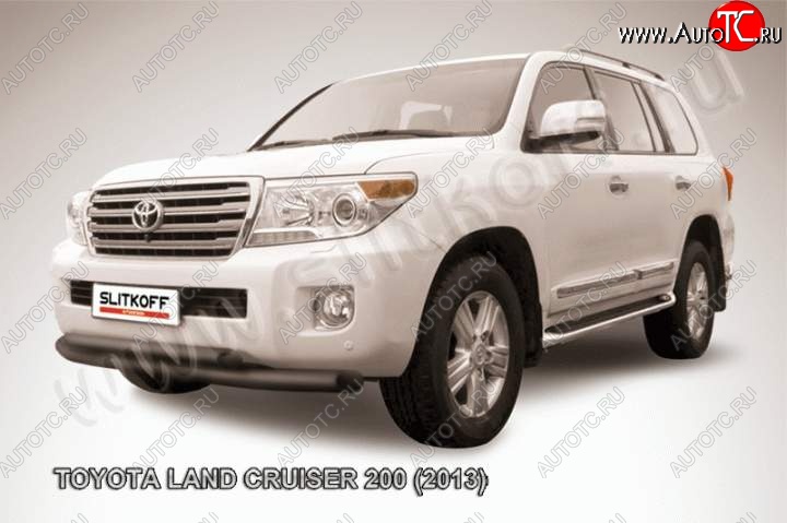 12 999 р. Защита переднего бампер Slitkoff  Toyota Land Cruiser  200 (2012-2015) 1-ый рестайлинг (Цвет: серебристый)  с доставкой в г. Омск