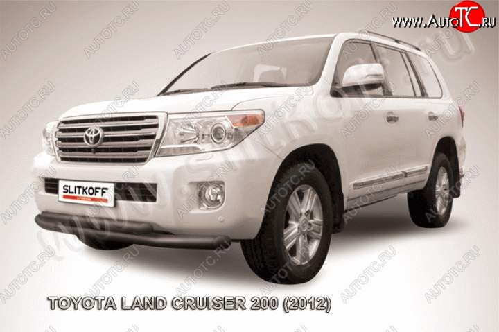 12 999 р. Защита переднего бампер Slitkoff  Toyota Land Cruiser  200 (2012-2015) 1-ый рестайлинг (Цвет: серебристый)  с доставкой в г. Омск