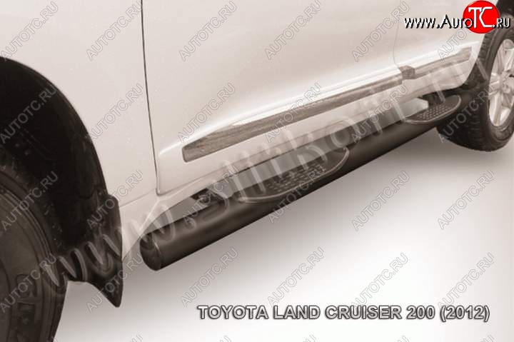 17 949 р. Защита порогов Slitkoff  Toyota Land Cruiser  200 (2012-2015) 1-ый рестайлинг (Цвет: серебристый)  с доставкой в г. Омск