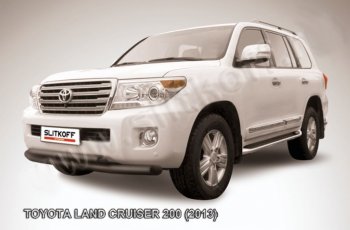 21 349 р. Защита переднего бампера Slitkoff (Ø76 и 57 мм)  Toyota Land Cruiser  200 (2012-2015) 1-ый рестайлинг (Нержавейка полированная)  с доставкой в г. Омск. Увеличить фотографию 2