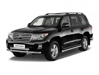 20 949 р. Защита порогов из трубы Ø51 Petroil Tuning Toyota Land Cruiser 200 2-ой рестайлинг (2015-2021) (Нержавеющая полированная сталь)  с доставкой в г. Омск. Увеличить фотографию 1