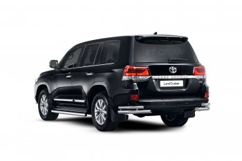 30 999 р. Защита порогов из трубы Ø63 Petroil Tuning Toyota Land Cruiser 200 2-ой рестайлинг (2015-2021) (Нержавеющая полированная сталь)  с доставкой в г. Омск. Увеличить фотографию 2