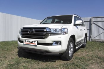 12 949 р. Защита переднего бампер Slitkoff  Toyota Land Cruiser  200 (2015-2021) 2-ой рестайлинг (Цвет: серебристый)  с доставкой в г. Омск. Увеличить фотографию 1