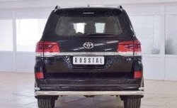 16 599 р. Защита заднего бампера (2 трубы Ø76 и 42 мм, нержавейка) Russtal  Toyota Land Cruiser  200 (2015-2021) 2-ой рестайлинг  с доставкой в г. Омск. Увеличить фотографию 1