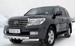 Защита переднего бампера (2 трубы Ø76 мм с зубами, нержавейка) SLITKOFF Toyota (Тойота) Land Cruiser (Лэнд)  200 (2007-2012) 200 дорестайлинг