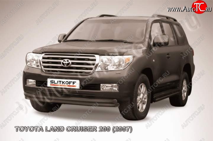 12 949 р. Защита переднего бампер Slitkoff  Toyota Land Cruiser  200 (2007-2012) дорестайлинг (Цвет: серебристый)  с доставкой в г. Омск