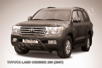 14 549 р. Кенгурятник d76 низкий широкий с перемычкой  Toyota Land Cruiser  200 (2007-2012) дорестайлинг (Цвет: серебристый)  с доставкой в г. Омск. Увеличить фотографию 1