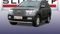 12 399 р. Одинарная защита переднего бампера из трубы диаметром 76 мм Slitkoff  Toyota Land Cruiser  200 (2007-2012) дорестайлинг (Цвет: нержавеющая полированная сталь)  с доставкой в г. Омск. Увеличить фотографию 1