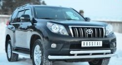 22 449 р. Защита переднего бампера (2 трубыØ76 и 63 мм, нержавейка) SLITKOFF Toyota Land Cruiser Prado J150 дорестайлинг (2009-2013)  с доставкой в г. Омск. Увеличить фотографию 4