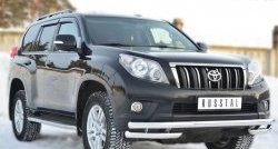 20 999 р. Защита переднего бампера (Ø63 мм с углами, нержавейка) SLITKOFF Toyota Land Cruiser Prado J150 дорестайлинг (2009-2013)  с доставкой в г. Омск. Увеличить фотографию 4