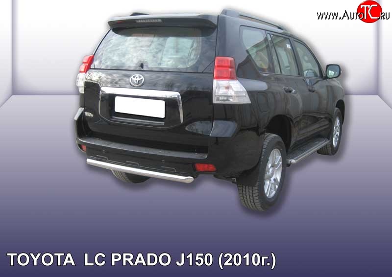 11 799 р. Защита заднего бампера из короткой трубы диаметром 57 мм Slitkoff  Toyota Land Cruiser Prado  J150 (2009-2013) дорестайлинг (Цвет: нержавеющая полированная сталь)  с доставкой в г. Омск