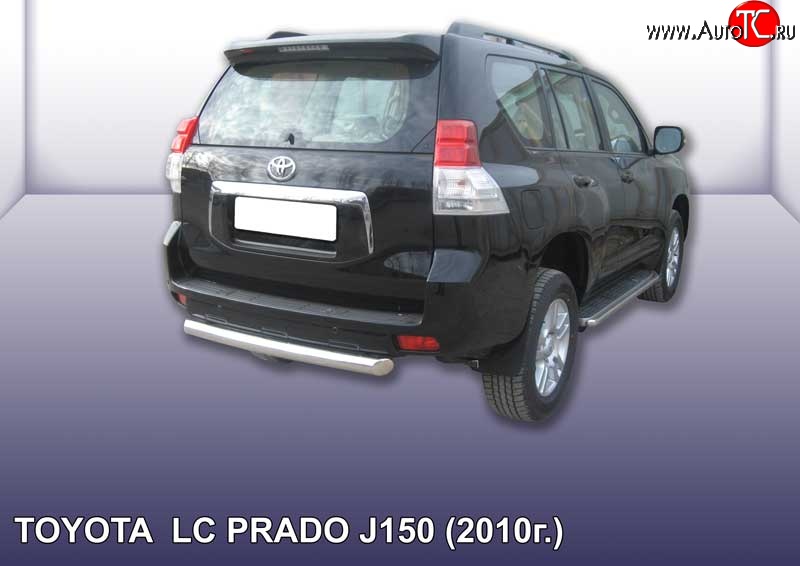 13 849 р. Защита заднего бампера из короткой трубы диаметром 76 мм Slitkoff  Toyota Land Cruiser Prado  J150 (2009-2013) дорестайлинг (Цвет: нержавеющая полированная сталь)  с доставкой в г. Омск