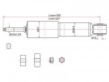 1 849 р. Амортизатор передний LH=RH SAT Toyota LiteAce Noah (1996-2001)  с доставкой в г. Омск. Увеличить фотографию 1