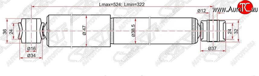 1 369 р. Амортизатор задний SAT (устанавливается на левую или правую сторону)  Toyota LiteAce  Noah (1996-2001)  с доставкой в г. Омск