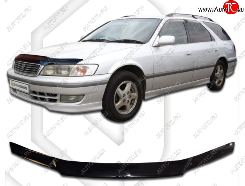 1 899 р. Дефлектор капота CA-Plastiс  Toyota Mark 2  Qualis (1997-2002) седан (Classic черный, Без надписи)  с доставкой в г. Омск