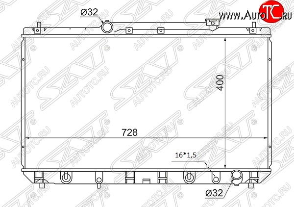 5 999 р. Радиатор двигателя SAT (пластинчатый, 2.2, МКПП/АКПП) Toyota Mark 2 Qualis седан (1997-2002)  с доставкой в г. Омск