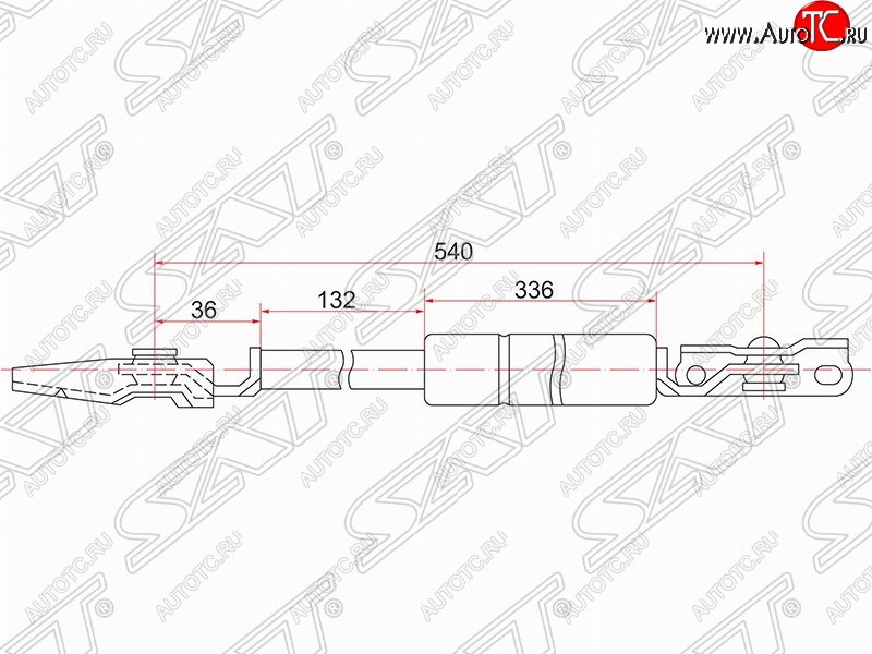 1 139 р. Правый газовый упор крышки багажника SAT  Toyota Nadia  XN10 (1998-2003) дорестайлинг, рестайлинг минивэн  с доставкой в г. Омск