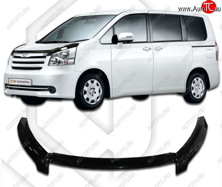 2 479 р. Дефлектор капота CA-Plastiс exclusive  Toyota Noah  2 (2007-2010) дорестайлинг (Classic черный, Без надписи)  с доставкой в г. Омск