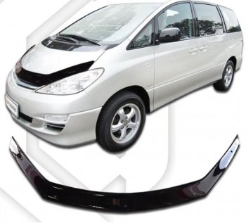 1 839 р. Дефлектор капота CA-Plastiс Toyota Previa 2 (2000-2006) (Classic черный, Без надписи)  с доставкой в г. Омск. Увеличить фотографию 1