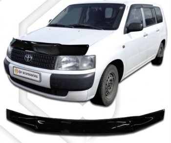 1 839 р. Дефлектор капота CA-Plastiс  Toyota Probox (2002-2014) (Classic черный, Без надписи)  с доставкой в г. Омск. Увеличить фотографию 1