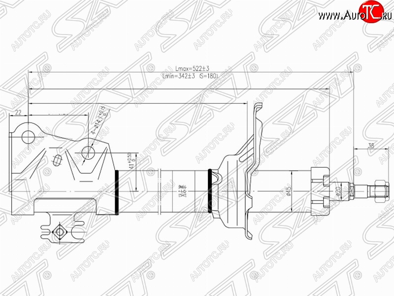 3 599 р. Амортизатор передний SAT (установка на левую или правую сторону) Toyota Raum (2003-2011)  с доставкой в г. Омск