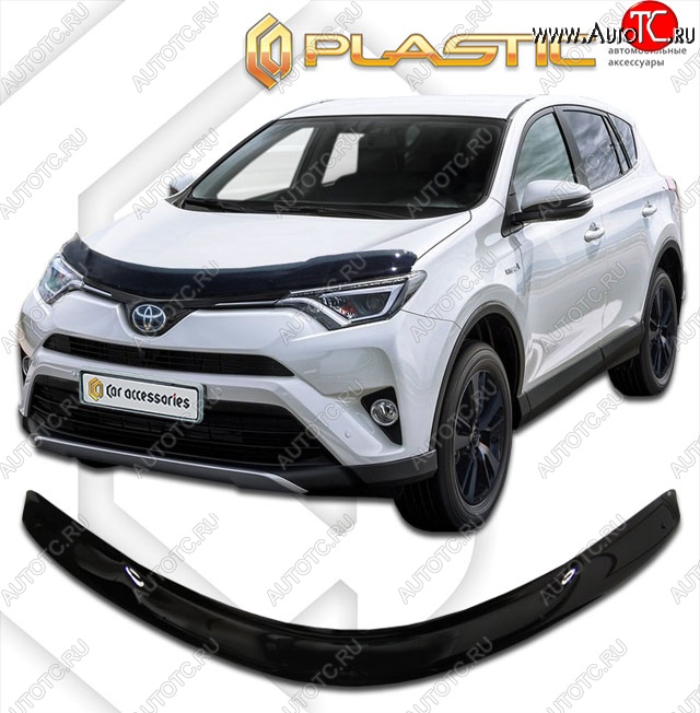 1 999 р. Дефлектор капота CA-Plastic  Toyota RAV4  XA40 (2015-2019) 5 дв. рестайлинг (Classic черный, Без надписи)  с доставкой в г. Омск