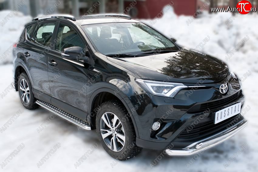 30 799 р. Широкая защита порогов с трубой диаметром 42 мм SLITKOFF v3  Toyota RAV4  XA40 (2015-2019) 5 дв. рестайлинг  с доставкой в г. Омск