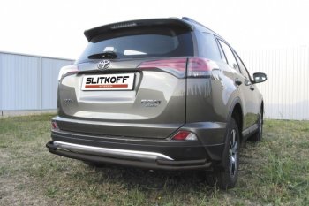 8 299 р. Защита задняя Slitkoff  Toyota RAV4  XA40 (2015-2019) 5 дв. рестайлинг (Цвет: серебристый)  с доставкой в г. Омск. Увеличить фотографию 1