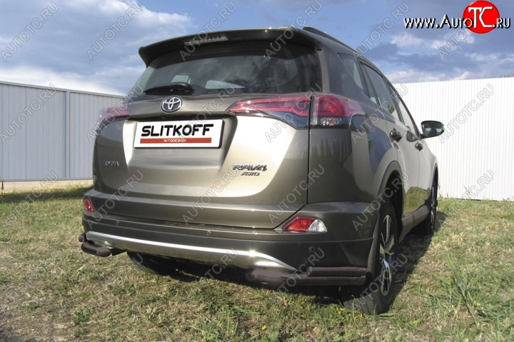 5 899 р. Уголки d57+d42 двойные  Toyota RAV4  XA40 (2015-2019) 5 дв. рестайлинг (Цвет: серебристый)  с доставкой в г. Омск