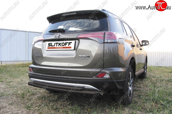 6 799 р. Защита задняя Slitkoff  Toyota RAV4  XA40 (2015-2019) 5 дв. рестайлинг (Цвет: серебристый)  с доставкой в г. Омск