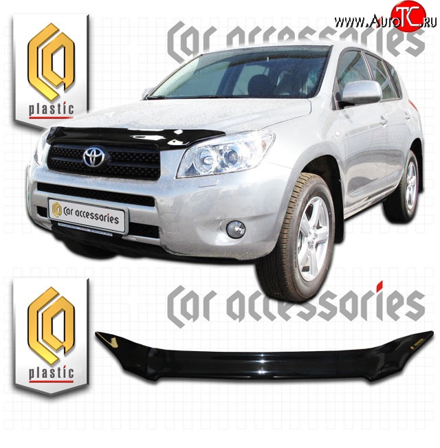 2 079 р. Дефлектор капота CA-Plastic  Toyota RAV4  XA305 (2005-2009) 5 дв. дорестайлинг (Classic черный, Без надписи)  с доставкой в г. Омск