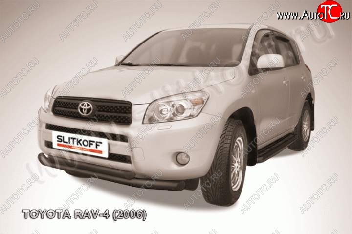 8 799 р. Защита переднего бампер Slitkoff  Toyota RAV4  XA305 (2005-2009) 5 дв. дорестайлинг (Цвет: серебристый)  с доставкой в г. Омск