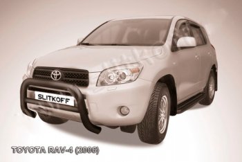 38 699 р. Защита переднего бампера Slitkoff (Ø76 мм, низкая) Toyota RAV4 XA305 5 дв. дорестайлинг (2005-2009) (Нержавейка полированная)  с доставкой в г. Омск. Увеличить фотографию 2