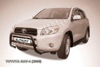 21 999 р. Защита переднего бампера Slitkoff (Ø57 мм, низкая)  Toyota RAV4  XA305 (2005-2009) 5 дв. дорестайлинг (Нержавейка полированная)  с доставкой в г. Омск. Увеличить фотографию 2