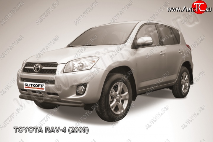 7 999 р. Защита переднего бампер Slitkoff  Toyota RAV4  XA30 (2008-2010) 5 дв. 1-ый рестайлинг, 5 дв. удлиненный 1-ый рестайлинг (Цвет: серебристый)  с доставкой в г. Омск