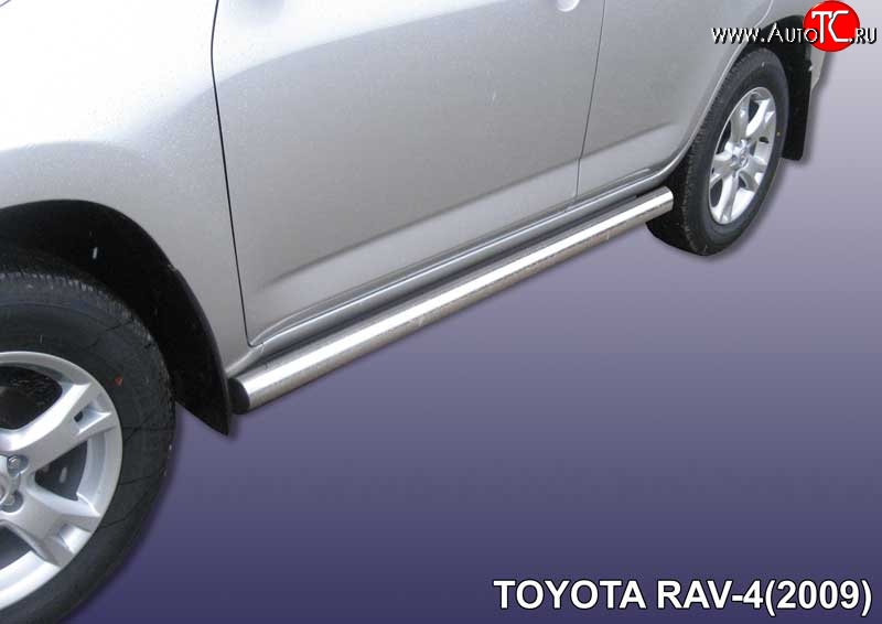 13 649 р. Защита порогов из круглой трубы диаметром 76 мм Slitkoff  Toyota RAV4  XA30 (2008-2010) 5 дв. 1-ый рестайлинг (Цвет: нержавеющая полированная сталь)  с доставкой в г. Омск