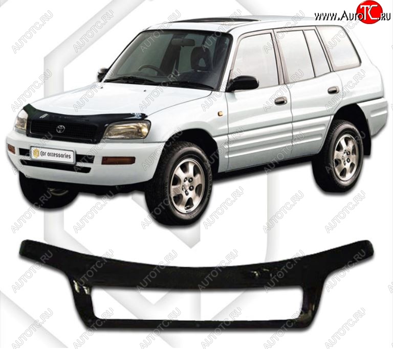 2 489 р. Дефлектор капота CA-Plastiс  Toyota RAV4  XA10 (1994-2000) 5 дв. дорестайлинг, 5 дв. рестайлинг (Classic черный, Без надписи)  с доставкой в г. Омск