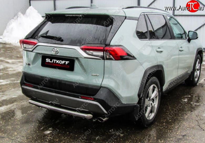 8 999 р. Защита заднего бампера Slitkoff (d57)  Toyota RAV4  XA50 (2018-2024) 5 дв. дорестайлинг (Нержавейка, Без окраски)  с доставкой в г. Омск