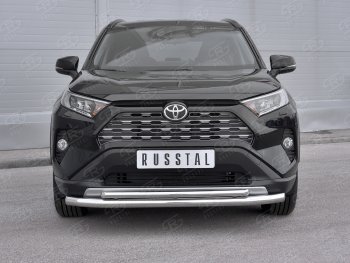 Защита переднего бампера (2 трубы Ø63 и 42 мм, нержавейка) SLITKOFF Toyota (Тойота) RAV4 (рав)  XA50 (2018-2024) XA50 5 дв. дорестайлинг