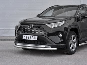 25 749 р. Защита переднего бампера (2 трубы Ø63 и 42 мм, нержавейка) SLITKOFF  Toyota RAV4  XA50 (2018-2025) 5 дв. дорестайлинг  с доставкой в г. Омск. Увеличить фотографию 2