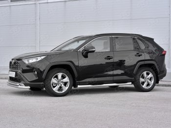 25 749 р. Защита переднего бампера (2 трубы Ø63 и 42 мм, нержавейка) SLITKOFF  Toyota RAV4  XA50 (2018-2025) 5 дв. дорестайлинг  с доставкой в г. Омск. Увеличить фотографию 3