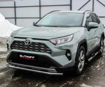 13 749 р. Защита переднего бампера Slitkoff (Ø57 мм)  Toyota RAV4  XA50 (2018-2025) 5 дв. дорестайлинг (Нержавейка)  с доставкой в г. Омск. Увеличить фотографию 2