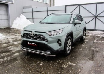 13 699 р. Защита переднего бампера Slitkoff (Ø57 и 42 мм)  Toyota RAV4  XA50 (2018-2025) 5 дв. дорестайлинг (Нержавейка)  с доставкой в г. Омск. Увеличить фотографию 1