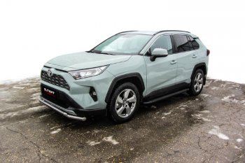 13 349 р. Пороги алюминиевые Slitkoff  Toyota RAV4  XA50 (2018-2025) 5 дв. дорестайлинг (Optima Black )  с доставкой в г. Омск. Увеличить фотографию 3